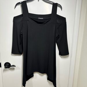 Cha Cha Vente Black Asymmetrical Cut Out Blouse